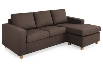 Crazy 3-seters Vendbar L-formet Sjeselongsofa i Stoff - Brun - Møbler - Sofaer - Sofaer med sjeselong - 3 seters sofa med divan