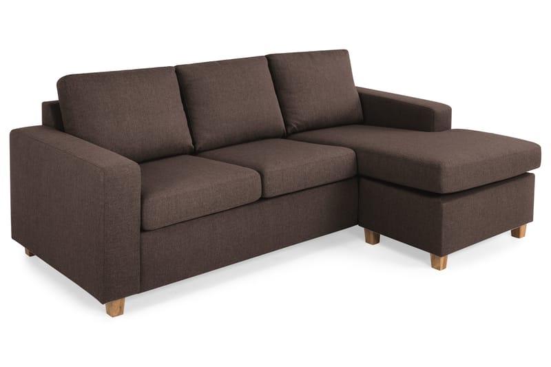 Crazy 3-seters Vendbar L-formet Sjeselongsofa i Stoff - Brun - Møbler - Sofaer - Sofaer med sjeselong - 3 seters sofa med divan