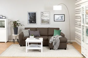 Crazy 3-seters Vendbar L-formet Sjeselongsofa i Stoff - Brun - Møbler - Sofaer - Sofaer med sjeselong - 3 seters sofa med divan