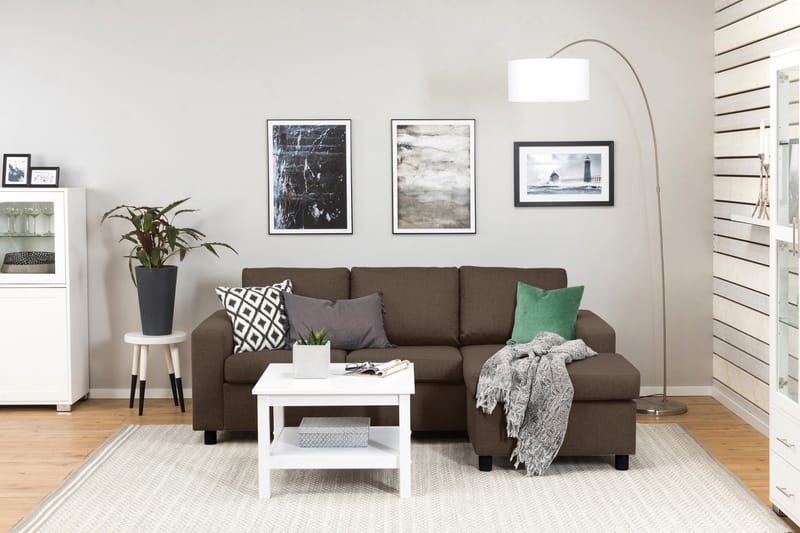 Crazy 3-seters Vendbar L-formet Sjeselongsofa i Stoff - Brun - Møbler - Sofaer - Sofaer med sjeselong - 3 seters sofa med divan