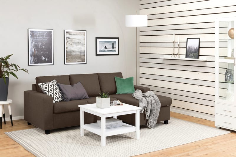 Crazy 3-seters Vendbar L-formet Sjeselongsofa i Stoff - Brun - Møbler - Sofaer - Sofaer med sjeselong - 3 seters sofa med divan