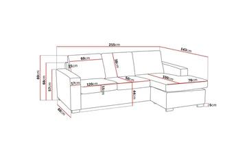 Crazy 3-seters Vendbar L-formet Sjeselongsofa i Stoff - Brun - Møbler - Sofaer - Sofaer med sjeselong - 3 seters sofa med divan