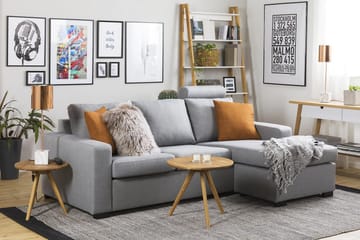 Crazy 3-seters Vendbar L-formet Sjeselongsofa i Stoff - Grå - Møbler - Sofaer - Sofaer med sjeselong - 3 seters sofa med divan