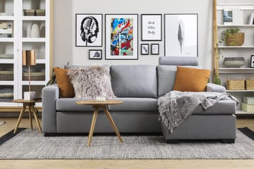Crazy 3-seters Vendbar L-formet Sjeselongsofa i Stoff - Grå - Møbler - Sofaer - Sofaer med sjeselong - 3 seters sofa med divan