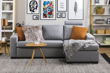 Crazy 3-seters Vendbar L-formet Sjeselongsofa i Stoff - Grå - Møbler - Sofaer - Sofaer med sjeselong - 3 seters sofa med divan