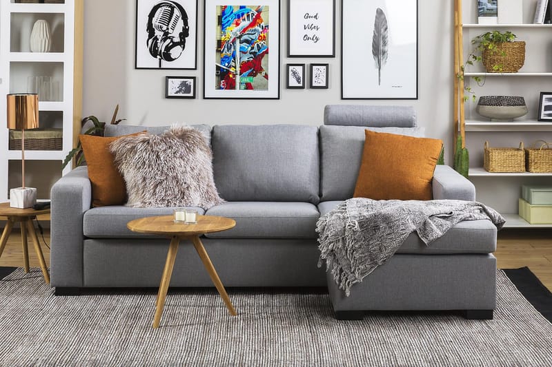 Crazy 3-seters Vendbar L-formet Sjeselongsofa i Stoff - Grå - Møbler - Sofaer - Sofaer med sjeselong - 3 seters sofa med divan