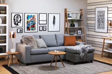 Crazy 3-seters Vendbar L-formet Sjeselongsofa i Stoff - Grå - Møbler - Sofaer - Sofaer med sjeselong - 3 seters sofa med divan