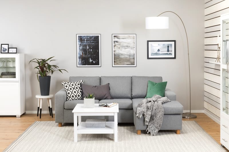 Crazy 3-seters Vendbar L-formet Sjeselongsofa i Stoff - Grå - Møbler - Sofaer - Sofaer med sjeselong - 3 seters sofa med divan