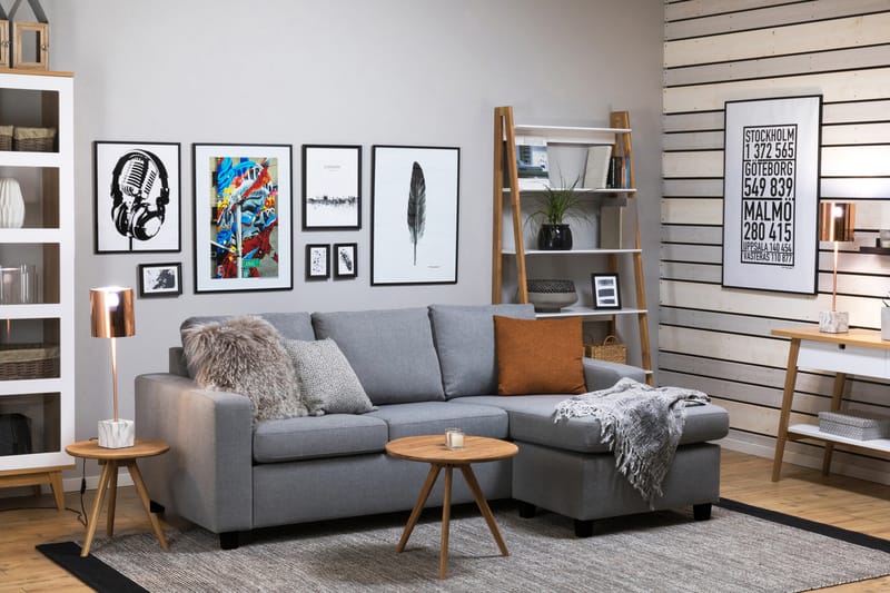 Crazy 3-seters Vendbar L-formet Sjeselongsofa i Stoff - Grå - Møbler - Sofaer - Sofaer med sjeselong - 3 seters sofa med divan