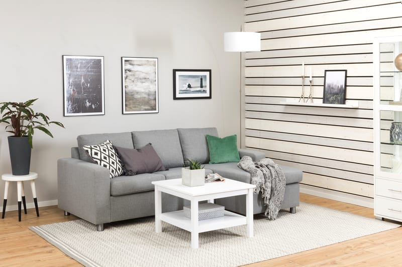 Crazy 3-seters Vendbar L-formet Sjeselongsofa i Stoff - Grå - Møbler - Sofaer - Sofaer med sjeselong - 3 seters sofa med divan