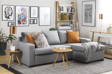 Crazy 3-seters Vendbar L-formet Sjeselongsofa i Stoff - Grå - Møbler - Sofaer - Sofaer med sjeselong - 3 seters sofa med divan