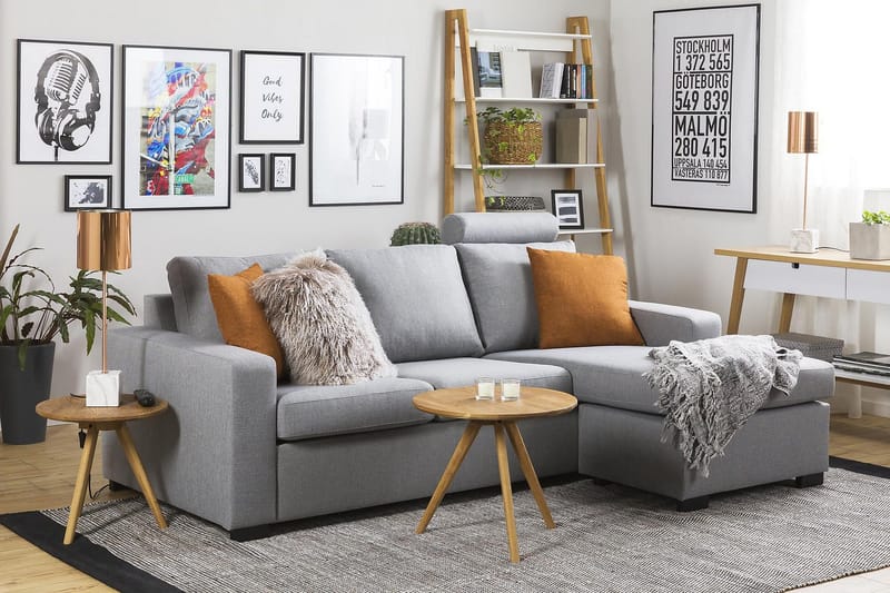 Crazy 3-seters Vendbar L-formet Sjeselongsofa i Stoff - Grå - Møbler - Sofaer - Sofaer med sjeselong - 3 seters sofa med divan