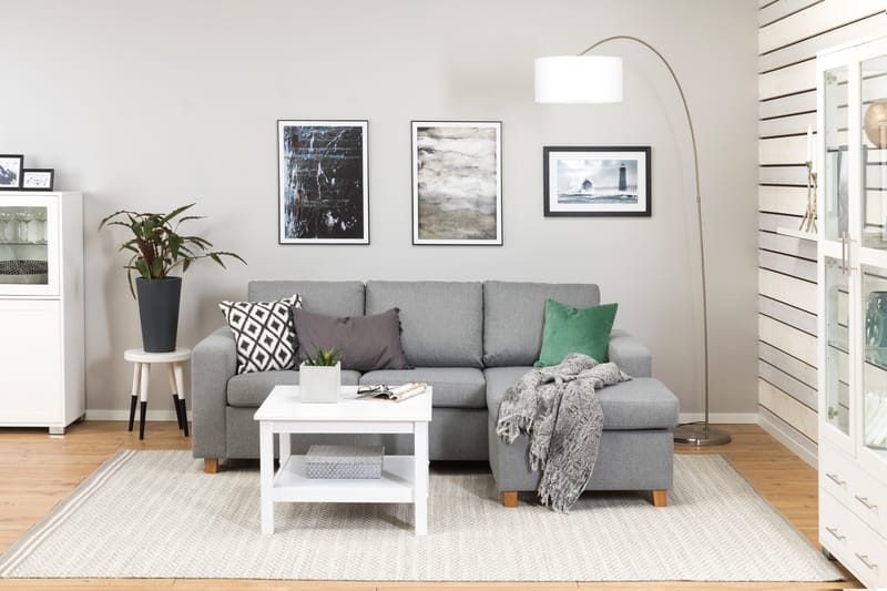 Crazy 3-seters Vendbar L-formet Sjeselongsofa i Stoff - Grå - Møbler - Sofaer - Sofaer med sjeselong - 3 seters sofa med divan
