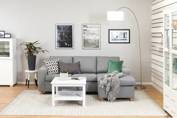 Crazy 3-seters Vendbar L-formet Sjeselongsofa i Stoff - Grå - Møbler - Sofaer - Sofaer med sjeselong - 3 seters sofa med divan