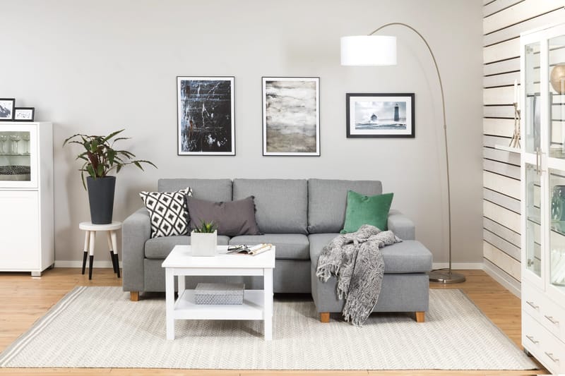 Crazy 3-seters Vendbar L-formet Sjeselongsofa i Stoff - Grå - Møbler - Sofaer - Sofaer med sjeselong - 3 seters sofa med divan