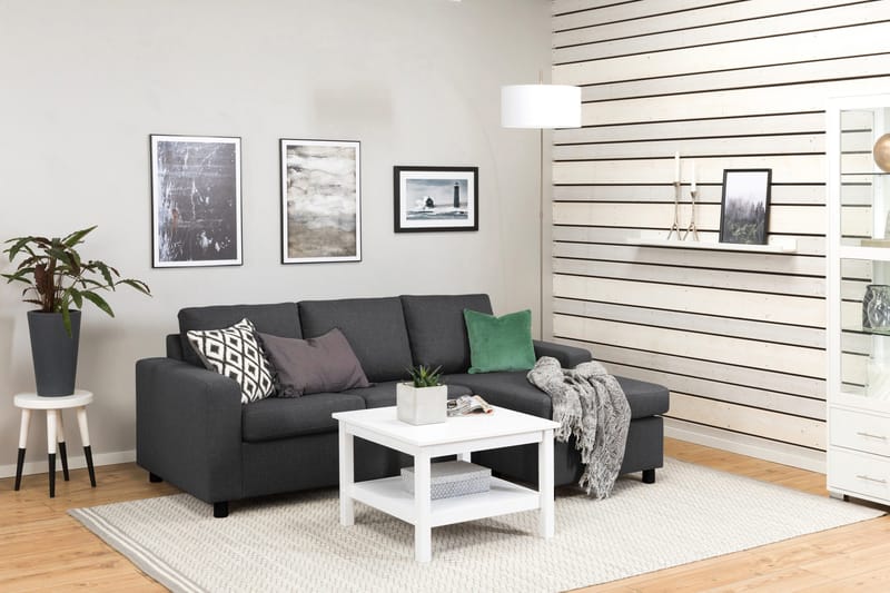 Crazy 3-seters Vendbar L-formet Sjeselongsofa i Stoff - Mørk grå - Møbler - Sofaer - Sofaer med sjeselong - 3 seters sofa med divan