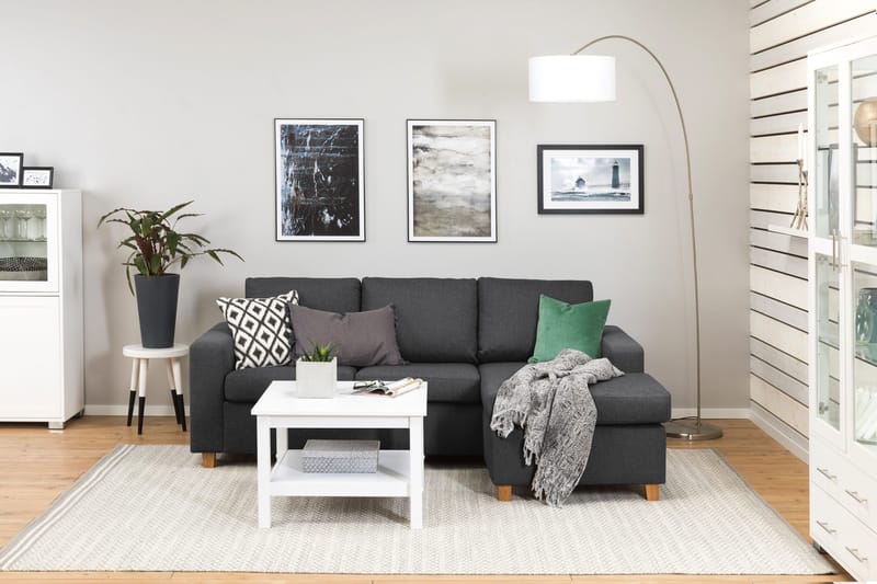 Crazy 3-seters Vendbar L-formet Sjeselongsofa i Stoff - Mørk grå - Møbler - Sofaer - Sofaer med sjeselong - 3 seters sofa med divan