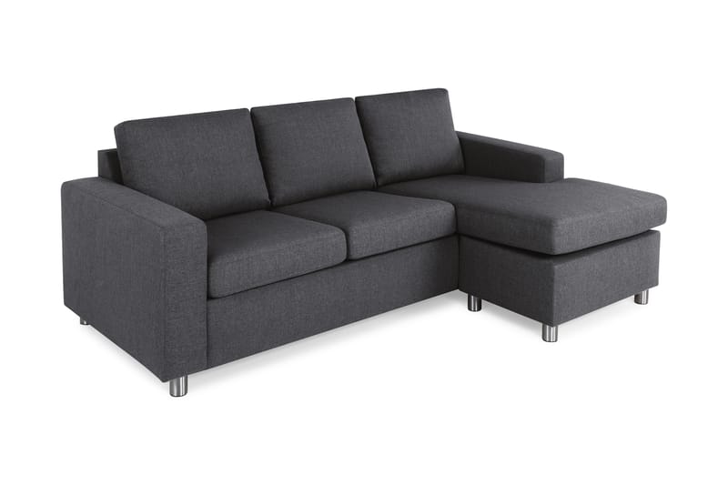 Crazy 3-seters Vendbar L-formet Sjeselongsofa i Stoff - Mørk grå - Møbler - Sofaer - Sofaer med sjeselong - 3 seters sofa med divan