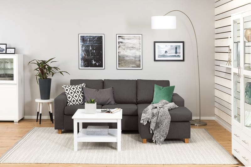 Crazy 3-seters Vendbar L-formet Sjeselongsofa i Stoff - Mørk grå - Møbler - Sofaer - Sofaer med sjeselong - 3 seters sofa med divan