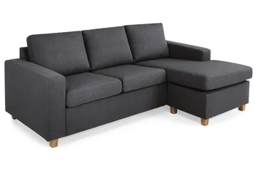 Crazy 3-seters Vendbar L-formet Sjeselongsofa i Stoff - Mørk grå - Møbler - Sofaer - Sofaer med sjeselong - 3 seters sofa med divan