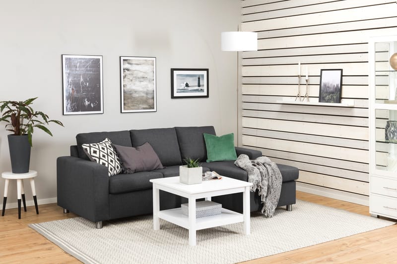 Crazy 3-seters Vendbar L-formet Sjeselongsofa i Stoff - Mørk grå - Møbler - Sofaer - Sofaer med sjeselong - 3 seters sofa med divan