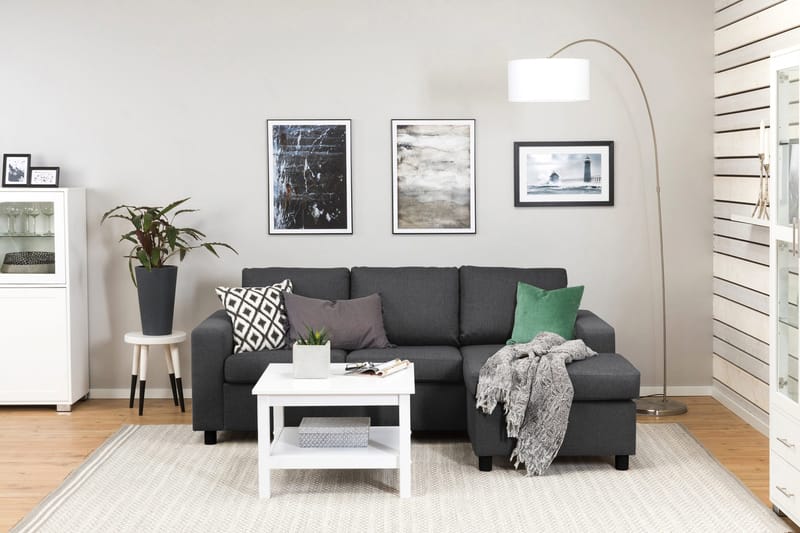 Crazy 3-seters Vendbar L-formet Sjeselongsofa i Stoff - Mørk grå - Møbler - Sofaer - Sofaer med sjeselong - 3 seters sofa med divan
