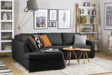 Crazy 3-seters Venstrevendt L-formet Sjeselongsofa i Stoff - Antrasitt - Møbler - Sofaer - Sofaer med sjeselong - 3 seters sofa med divan