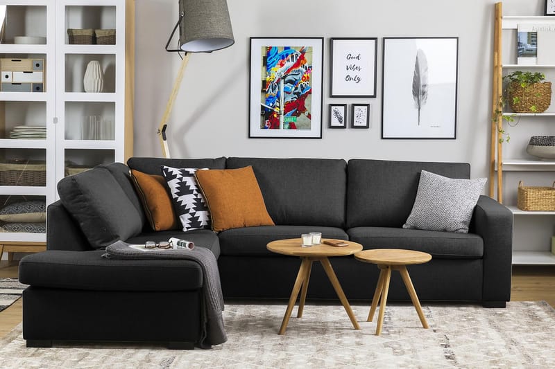 Crazy 3-seters Venstrevendt L-formet Sjeselongsofa i Stoff - Antrasitt - Møbler - Sofaer - Sofaer med sjeselong - 3 seters sofa med divan