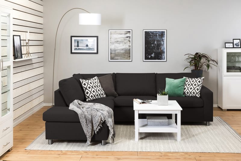 Crazy 3-seters Venstrevendt L-formet Sjeselongsofa i Stoff - Antrasitt - Møbler - Sofaer - Sofaer med sjeselong - 3 seters sofa med divan