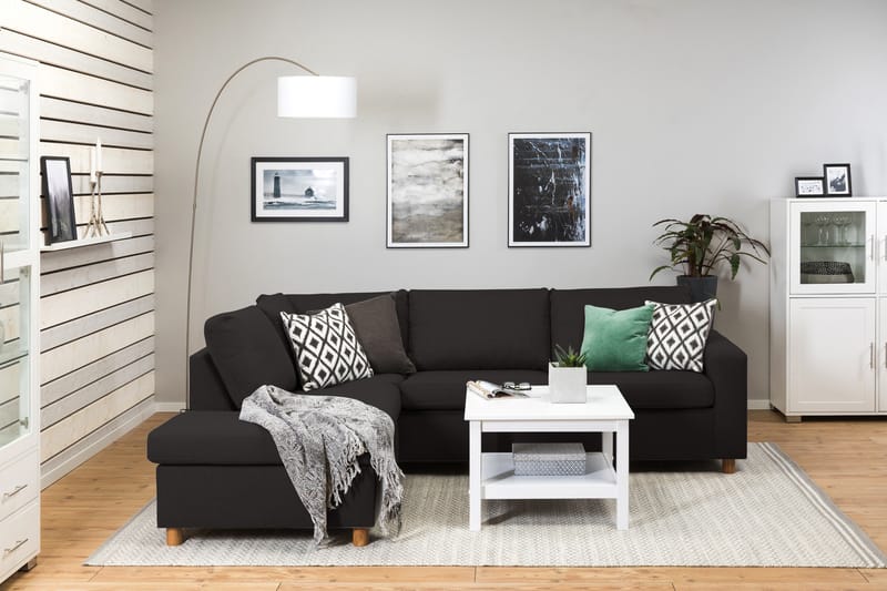 Crazy 3-seters Venstrevendt L-formet Sjeselongsofa i Stoff - Antrasitt - Møbler - Sofaer - Sofaer med sjeselong - 3 seters sofa med divan