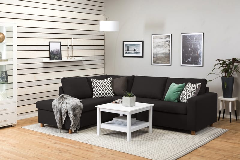 Crazy 3-seters Venstrevendt L-formet Sjeselongsofa i Stoff - Antrasitt - Møbler - Sofaer - Sofaer med sjeselong - 3 seters sofa med divan