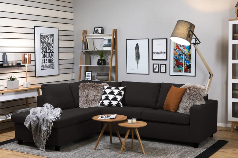 Crazy 3-seters Venstrevendt L-formet Sjeselongsofa i Stoff - Antrasitt - Møbler - Sofaer - Sofaer med sjeselong - 3 seters sofa med divan