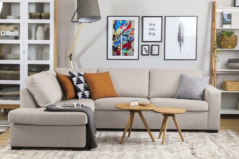Crazy 3-seters Venstrevendt L-formet Sjeselongsofa i Stoff - Beige - Møbler - Sofaer - Sofaer med sjeselong - 3 seters sofa med divan
