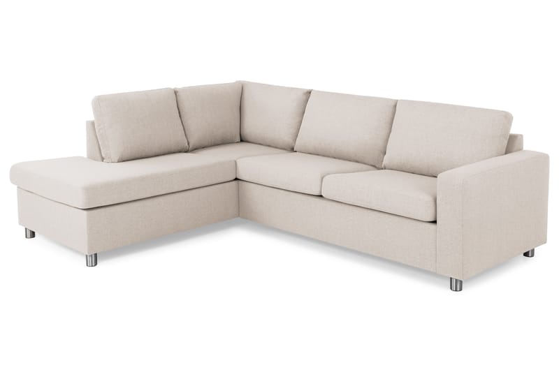 Crazy 3-seters Venstrevendt L-formet Sjeselongsofa i Stoff - Beige - Møbler - Sofaer - Sofaer med sjeselong - 3 seters sofa med divan