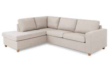 Crazy 3-seters Venstrevendt L-formet Sjeselongsofa i Stoff - Beige - Møbler - Sofaer - Sofaer med sjeselong - 3 seters sofa med divan