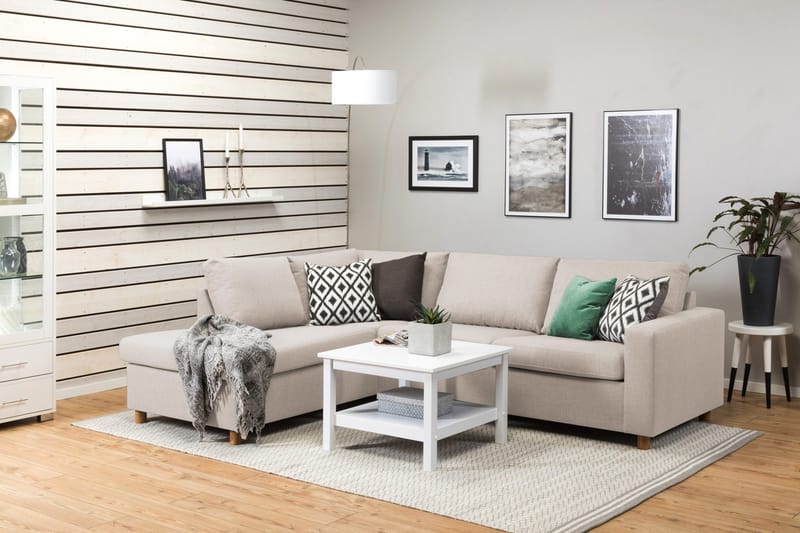 Crazy 3-seters Venstrevendt L-formet Sjeselongsofa i Stoff - Beige - Møbler - Sofaer - Sofaer med sjeselong - 3 seters sofa med divan