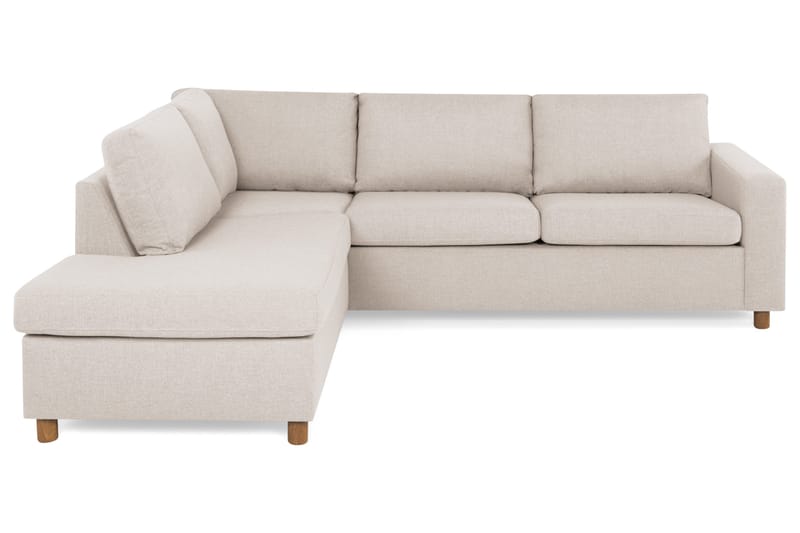 Crazy 3-seters Venstrevendt L-formet Sjeselongsofa i Stoff, Beige