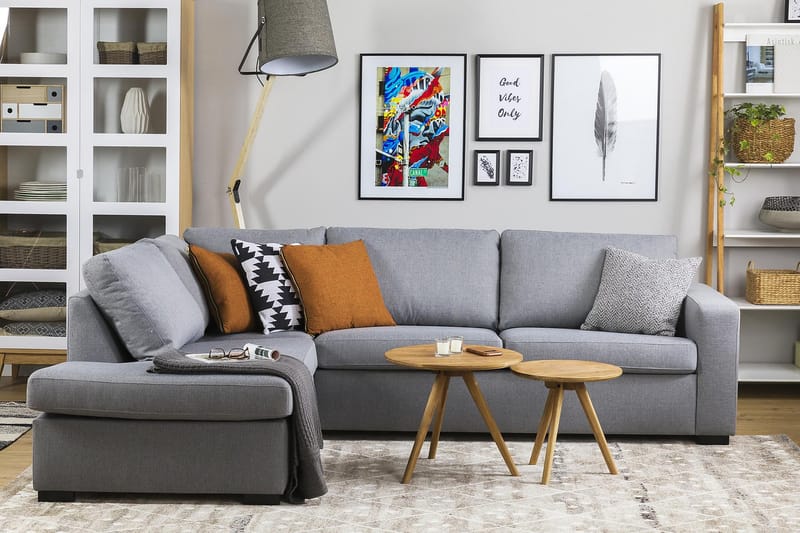 Crazy 3-seters Venstrevendt L-formet Sjeselongsofa i Stoff - Grå - Møbler - Sofaer - Sofaer med sjeselong - 3 seters sofa med divan