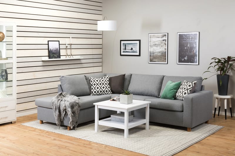Crazy 3-seters Venstrevendt L-formet Sjeselongsofa i Stoff - Grå - Møbler - Sofaer - Sofaer med sjeselong - 3 seters sofa med divan