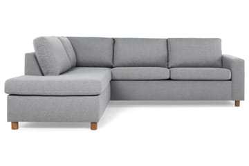 Crazy 3-seters Venstrevendt L-formet Sjeselongsofa i Stoff - Grå - Møbler - Sofaer - Sofaer med sjeselong - 3 seters sofa med divan