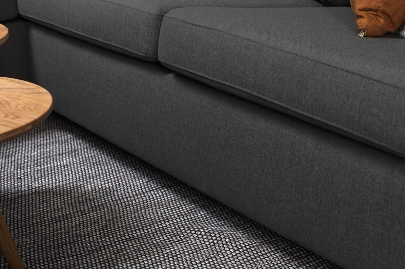 Crazy 3-seters Venstrevendt L-formet Sjeselongsofa i Stoff - Mørk grå - Møbler - Sofaer - Sofaer med sjeselong - 3 seters sofa med divan