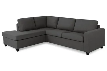 Crazy 3-seters Venstrevendt L-formet Sjeselongsofa i Stoff - Mørk grå - Møbler - Sofaer - Sofaer med sjeselong - 3 seters sofa med divan