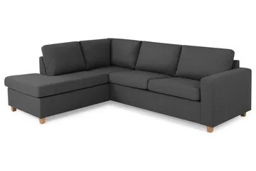 Crazy 3-seters Venstrevendt L-formet Sjeselongsofa i Stoff - Mørk grå - Møbler - Sofaer - Sofaer med sjeselong - 3 seters sofa med divan