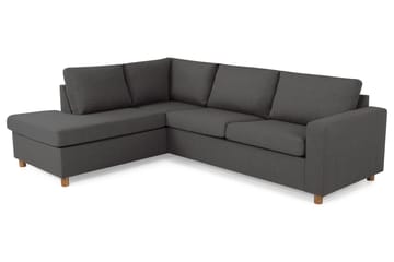 Crazy 3-seters Venstrevendt L-formet Sjeselongsofa i Stoff - Mørk grå - Møbler - Sofaer - Sofaer med sjeselong - 3 seters sofa med divan