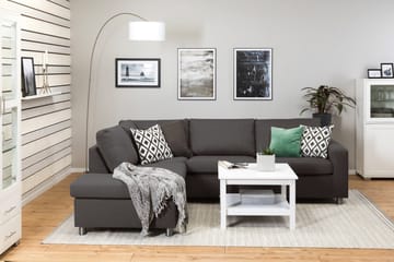 Crazy 3-seters Venstrevendt L-formet Sjeselongsofa i Stoff - Mørk grå - Møbler - Sofaer - Sofaer med sjeselong - 3 seters sofa med divan