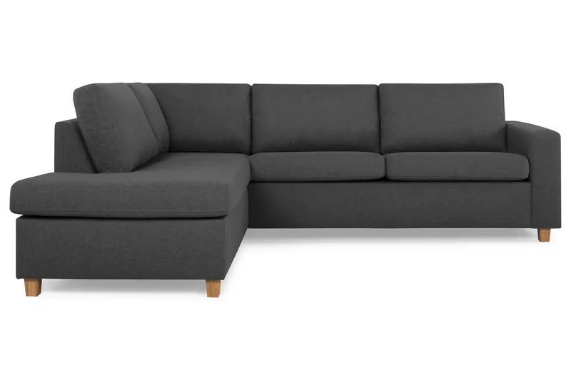 Crazy 3-seters Venstrevendt L-formet Sjeselongsofa i Stoff - Mørk grå - Møbler - Sofaer - Sofaer med sjeselong - 3 seters sofa med divan