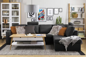 Crazy 4-seters Høyrevendt L-formet Sjeselongsofa i Stoff - Antrasitt - Møbler - Sofaer - Sofaer med sjeselong - 3 seters sofa med divan