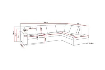 Crazy 4-seters Høyrevendt L-formet Sjeselongsofa i Stoff - Antrasitt - Møbler - Sofaer - Sofaer med sjeselong - 3 seters sofa med divan