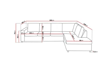 Crazy 4-seters Høyrevendt L-formet Sjeselongsofa i Stoff - Antrasitt - Møbler - Sofaer - Sofaer med sjeselong - 3 seters sofa med divan