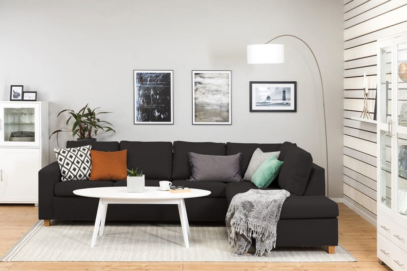 Crazy 4-seters Høyrevendt L-formet Sjeselongsofa i Stoff - Antrasitt - Møbler - Sofaer - Sofaer med sjeselong - 3 seters sofa med divan